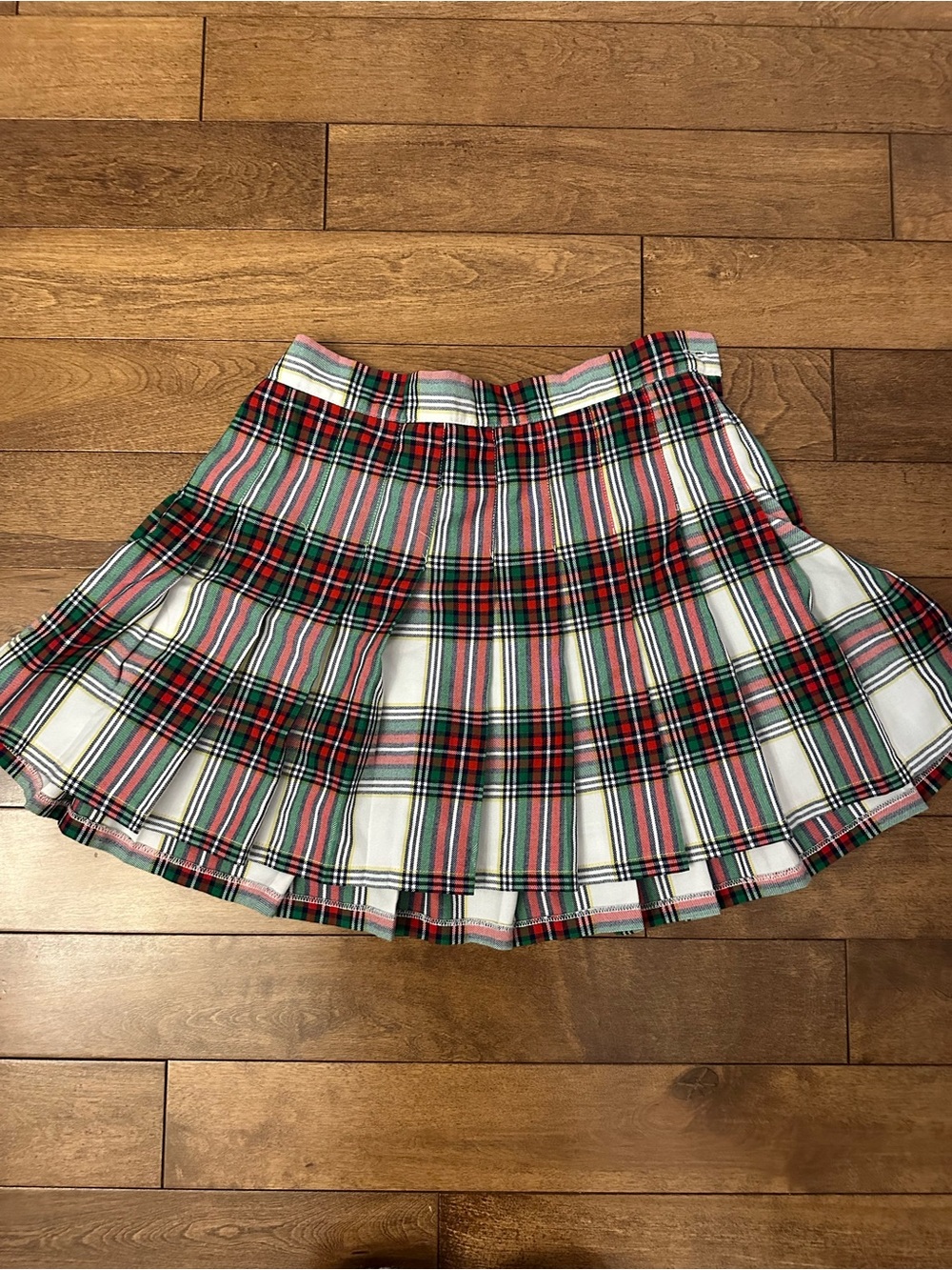 Aerie pleaded Plaid Mini Skirt in Red and White